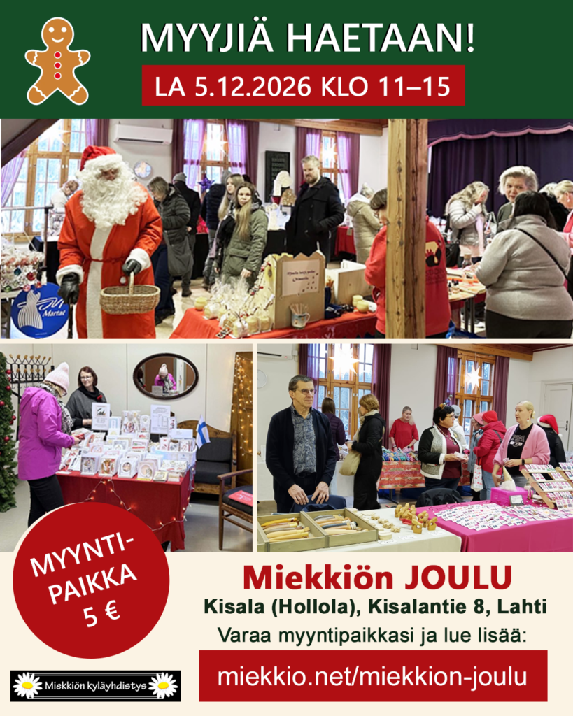 Tule myymään herkkuja, kransseja, kynttilöitä - kaikkea kivaa jouluun niin itselle kuin lahjaksi.